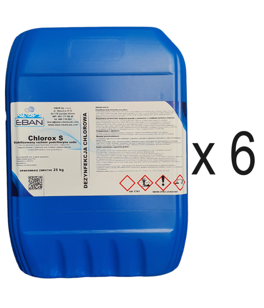 Stabilizowany roztwór podchlorynu sodu - Chlorox S 6x 25 kg