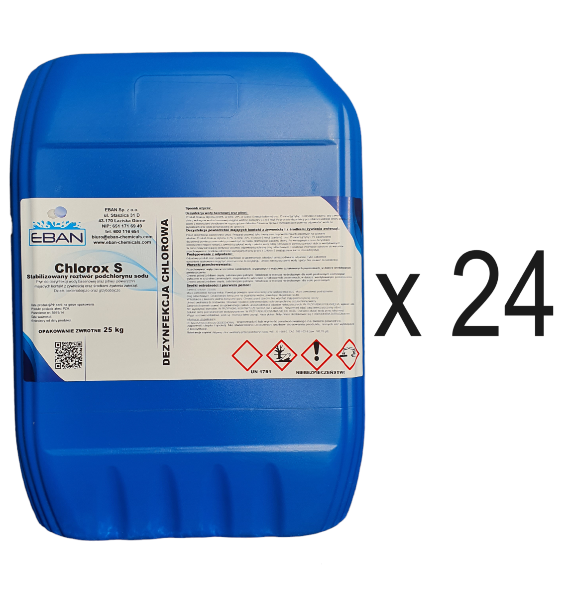 Stabilizowany roztwór podchlorynu sodu Chlorox S 24x 25 kg