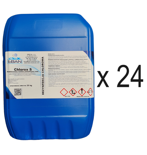 Stabilizowany roztwór podchlorynu sodu - Chlorox S 24x 25 kg