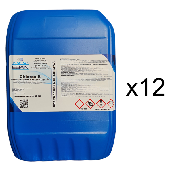Stabilizowany roztwór podchlorynu sodu - Chlorox S 12x 25 kg