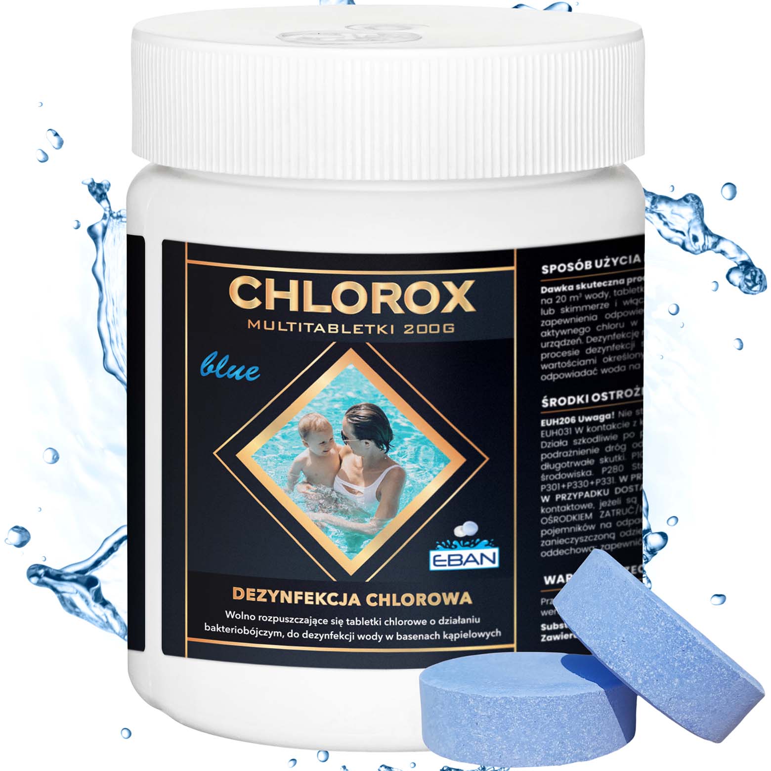 Chlorox Multi tabletki chlorowe BLUE niebieskie 200g 0,4kg - dezynfekcja chlorowa EBAN