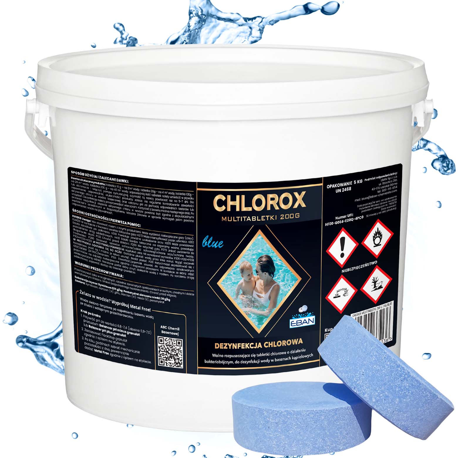 Chlorox Multi tabletki chlorowe BLUE niebieskie 200g 5kg - dezynfekcja chlorowa EBAN