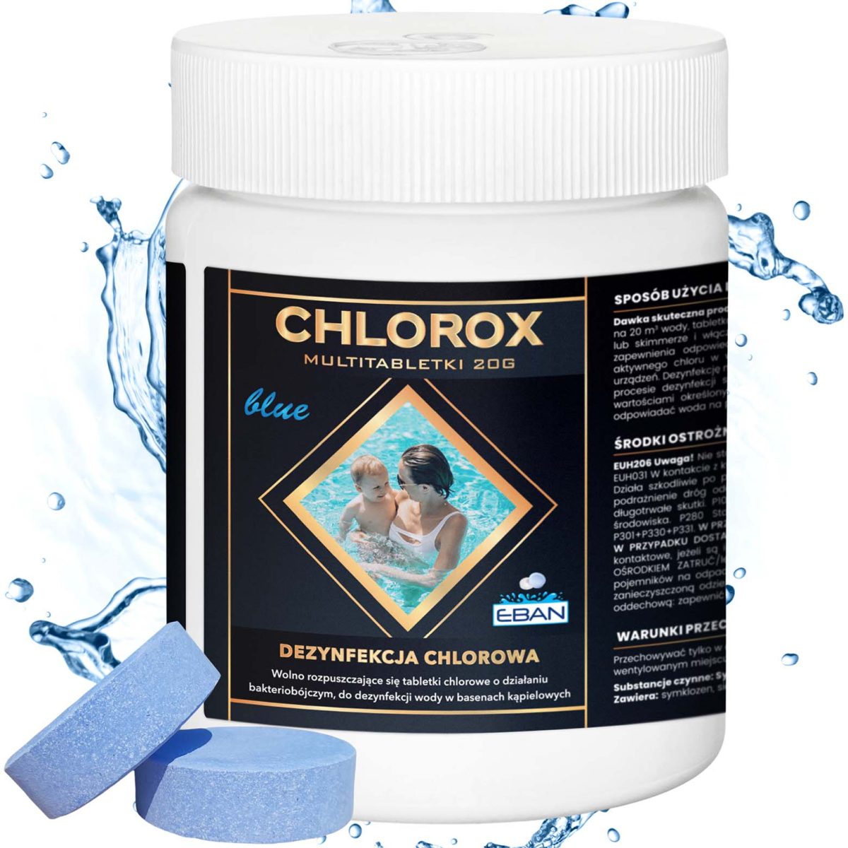 Chlorox Multi tabletki chlorowe BLUE niebieskie 20g 0,5kg dezynfekcja chlorowa EBAN