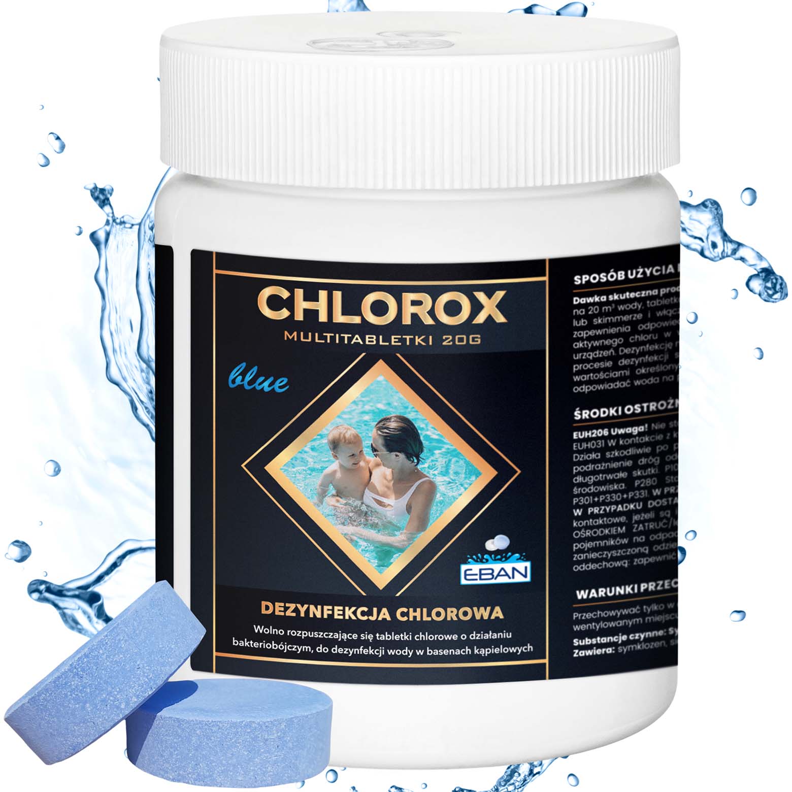 Chlorox Multi tabletki chlorowe BLUE niebieskie 20g 0,5kg - dezynfekcja chlorowa EBAN