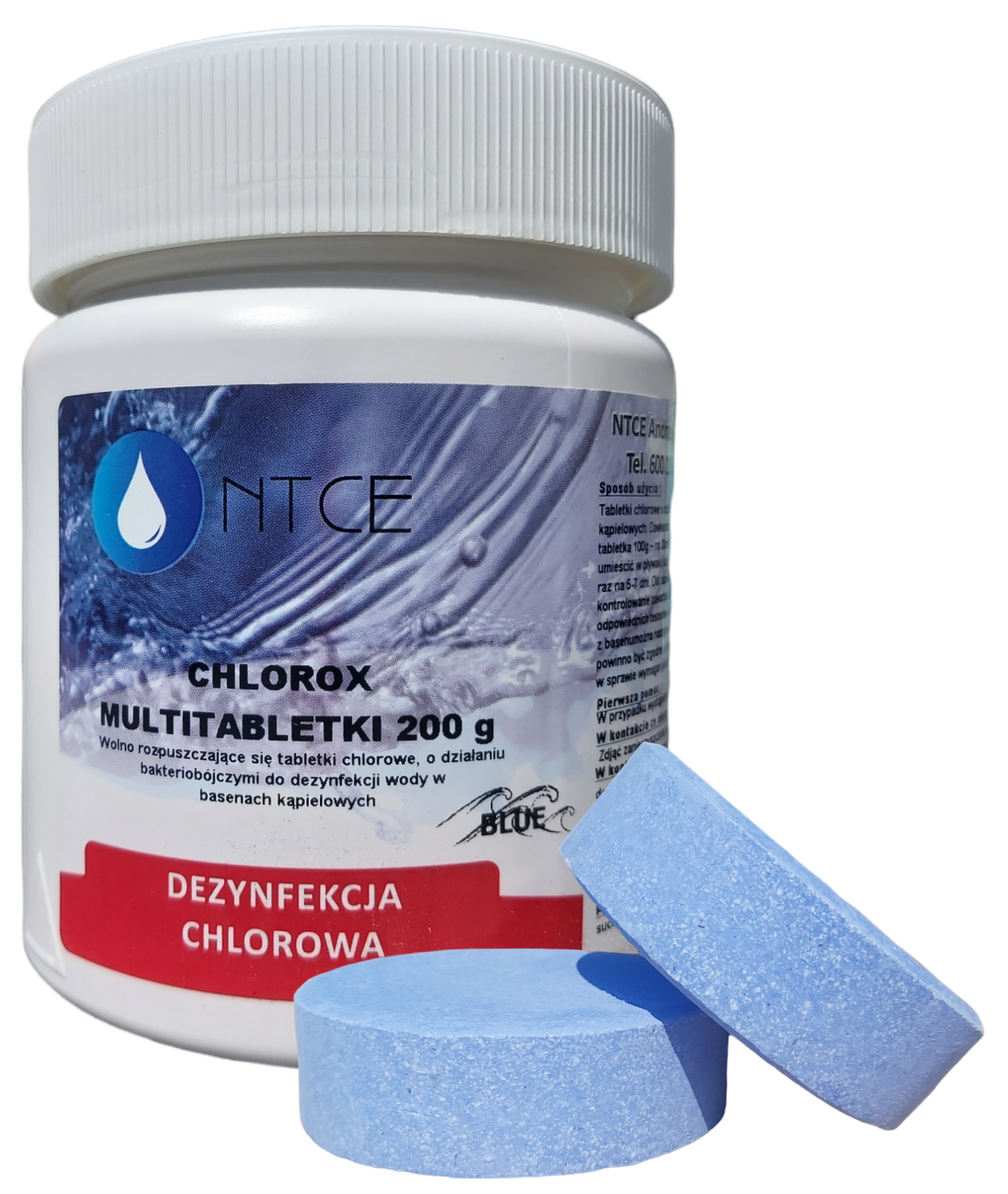 Chlorox Multitabletki 200 g BLUE wolno rozpuszczające się do dezynfekcji wody  NTCE — 0,4 kg