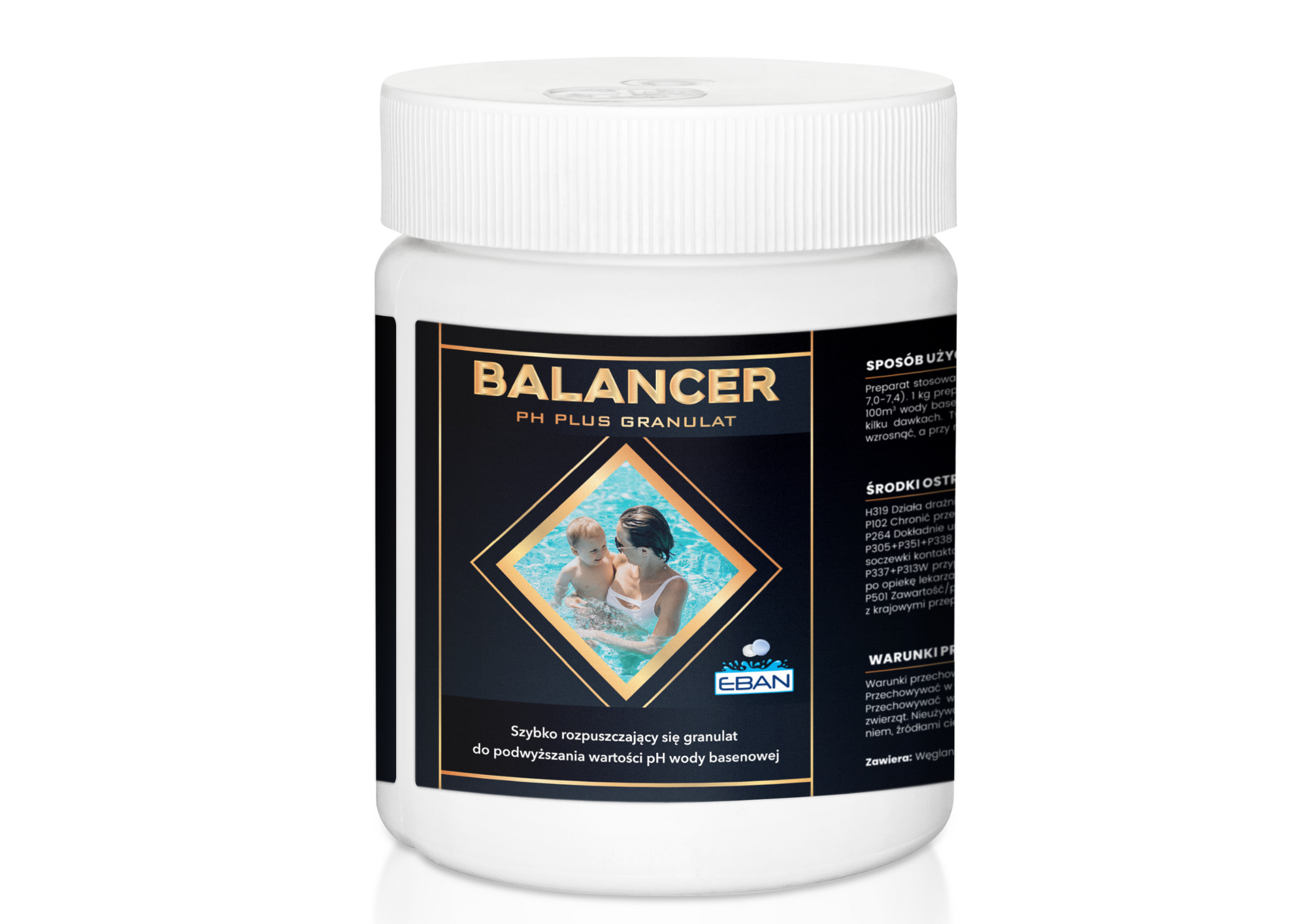 Balancer pH plus granulat do podwyższania wartości pH wody basenowej EBAN — 0,5 kg