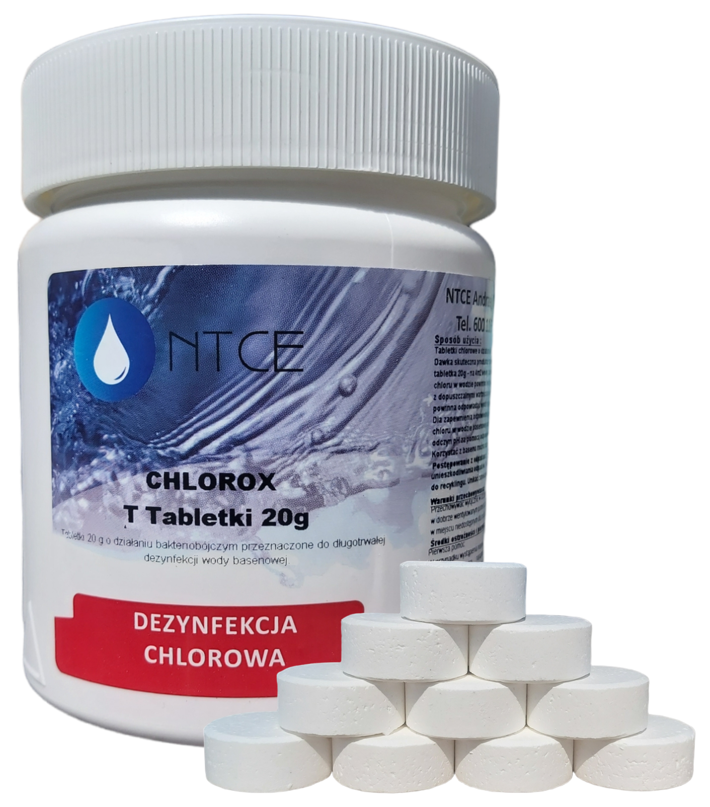 Chlorox T Tabletki 20 g przeznaczone do długotrwałej dezynfekcji wody basenowej NTCE — 5 kg