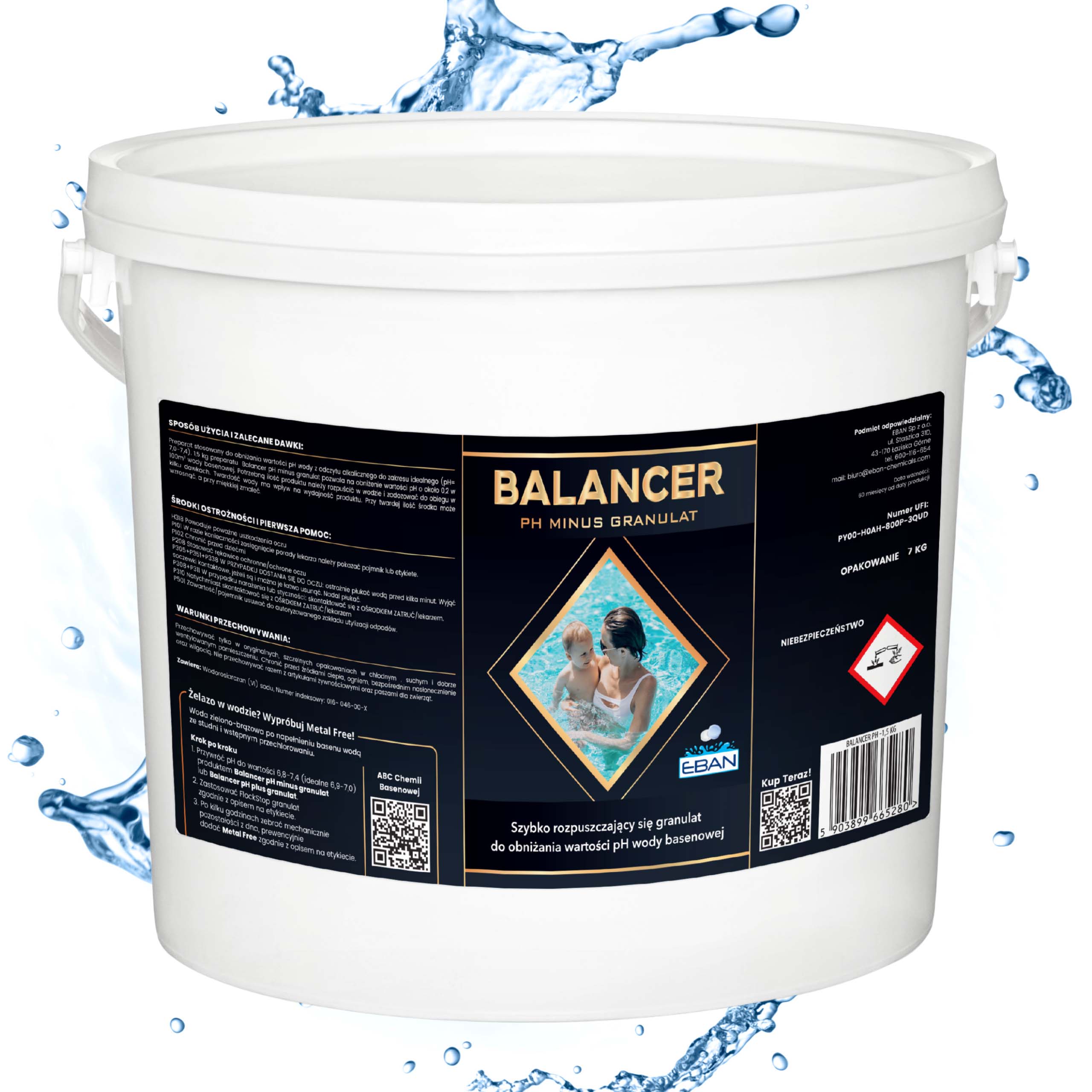 Balancer pH minus granulat 7 kg EBAN