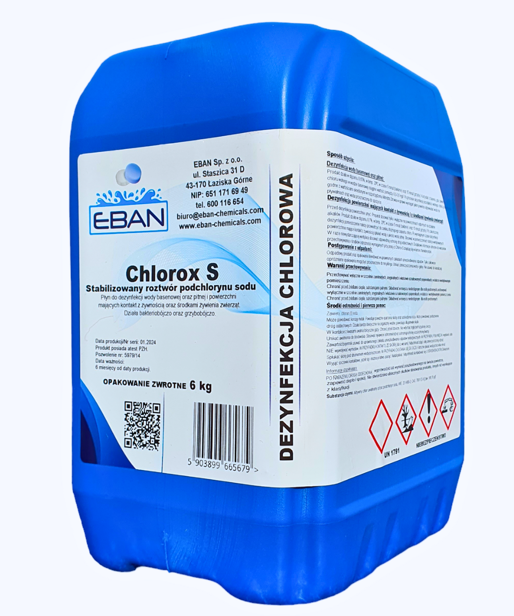 Stabilizowany roztwór podchlorynu sodu - Chlorox S 6 kg — 6 kg x 4