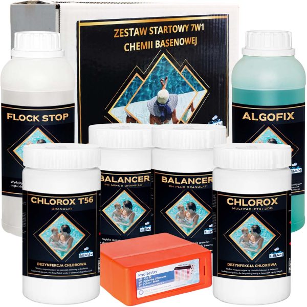 Zestaw startowy chemii basenowej 7w1 EBAN