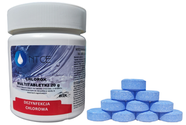 Chlorox Multitabletki 20g BLUE wolno rozpuszczające się do dezynfekcji wody NTCE — 5 kg