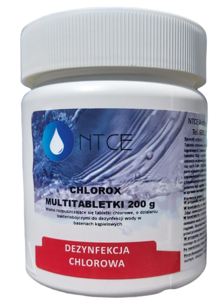 Chlorox Multitabletki chlorowe 200 g o działaniu bakteriobójczym do dezynfekcji wody NTCE — 1 kg