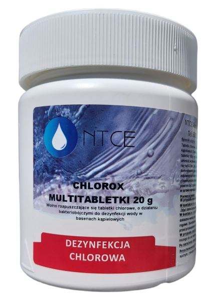 Chlorox Multitabletki chlorowe 20 g o działaniu bakteriobójczym do dezynfekcji wody NTCE — 0,5 kg