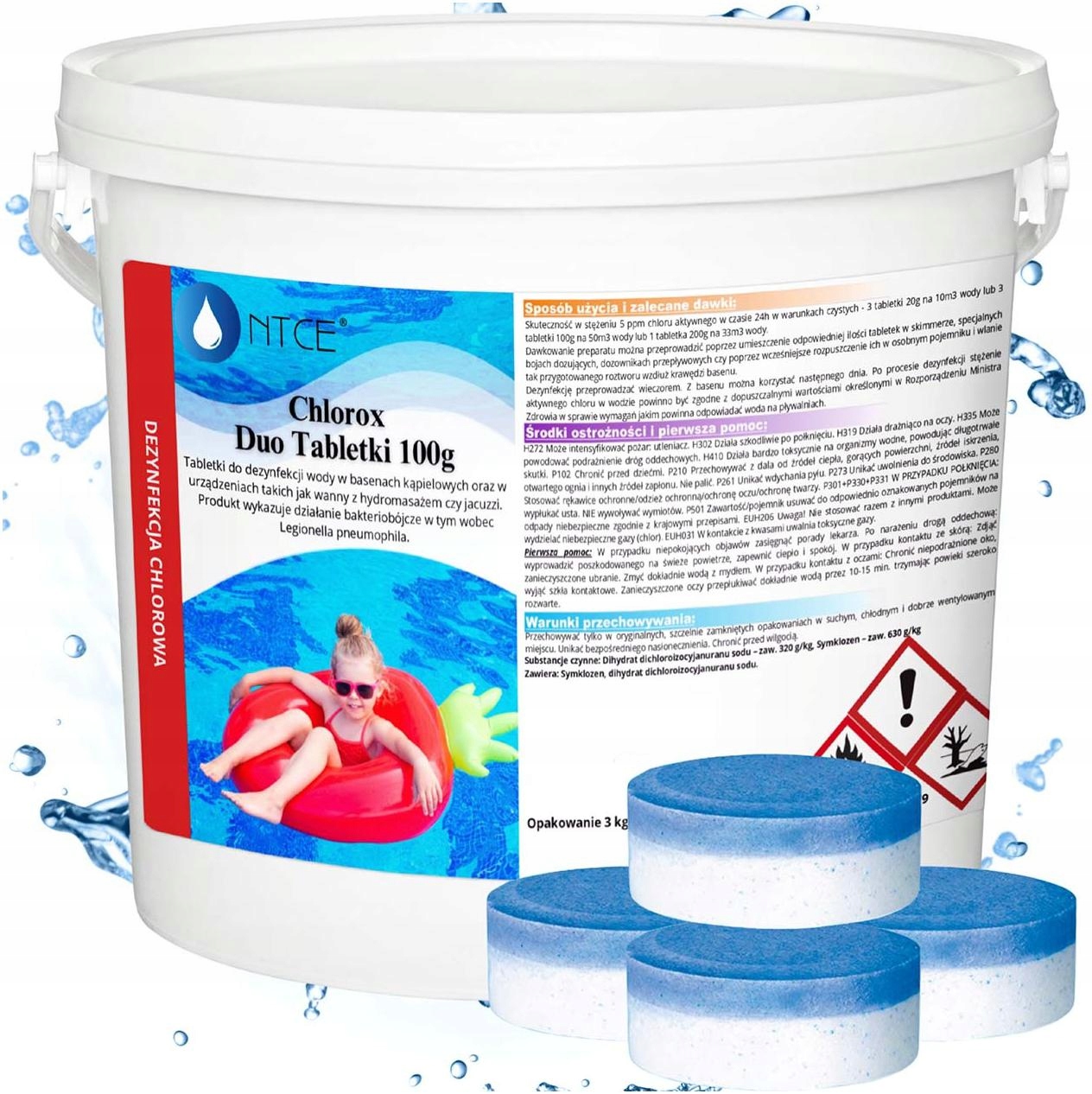 CHLOROX DUO TABLETKI WIELOFUNKCYJNE CHLOR DO BASENU — 5 kg
